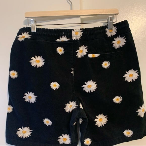 Zip code Large canvas knit cotton shorts elastic waist daisy print pockets - Picture 7 of 10